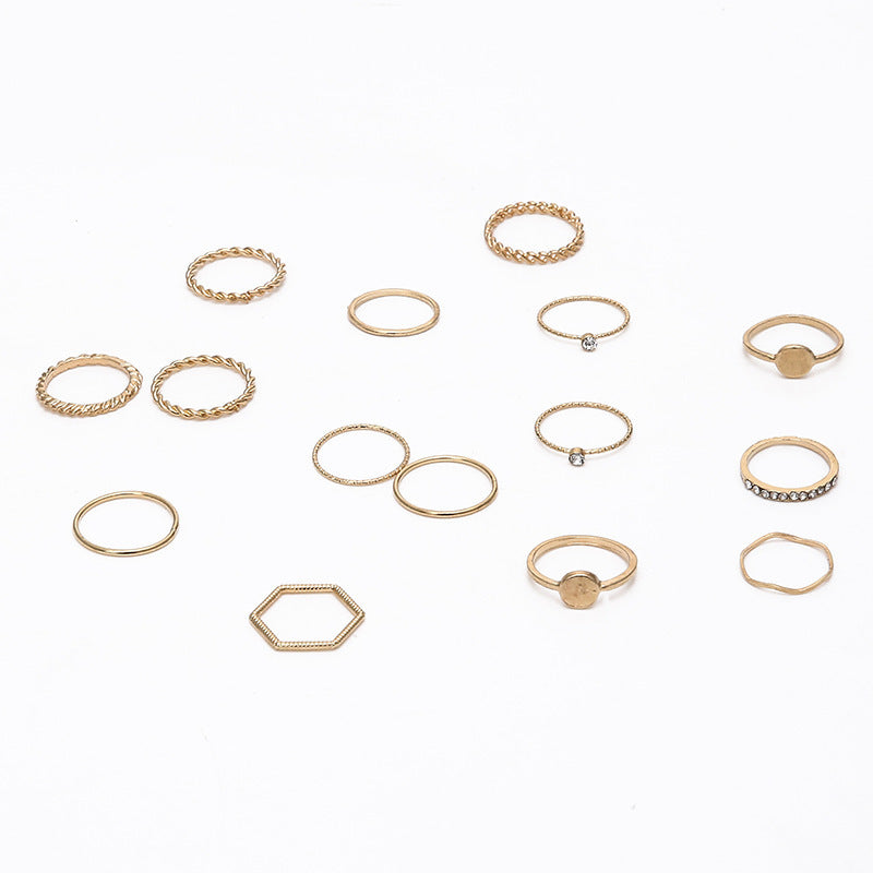 Twist Round Corrugated Index Finger Ring Sets 15 Piece Alloy Rings For Women And Girls Everyday Wear Jewellery UK
