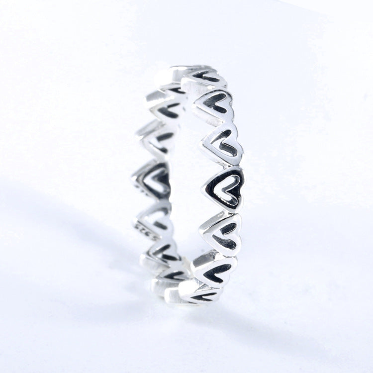 Ladies 925 Sterling Silver Heart Ring Claw Set Elegant Wedding Band European Fashion Ring For Daily And Occasions
