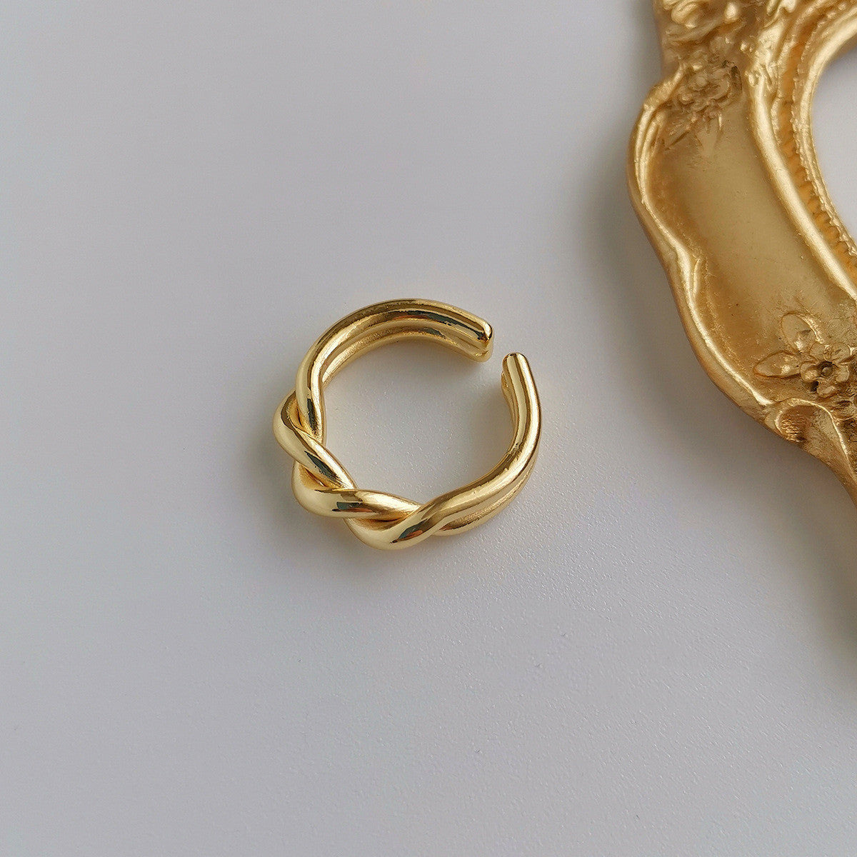 Womens Geometric Metal Ring Electroplated Individually Packed Fashion Ring with Adjustable Opening and 14K Real Gold Finish Perfect as a Gift for Her