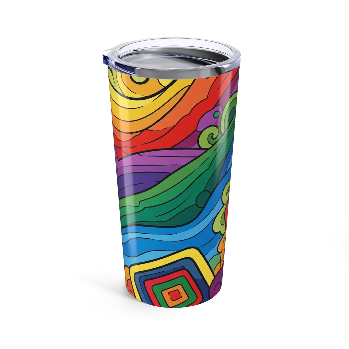 20 Oz Stainless Steel Tumbler Printed Design Double Wall Vacuum Insulation Spill Resistant Durable Hot Cold Drinks