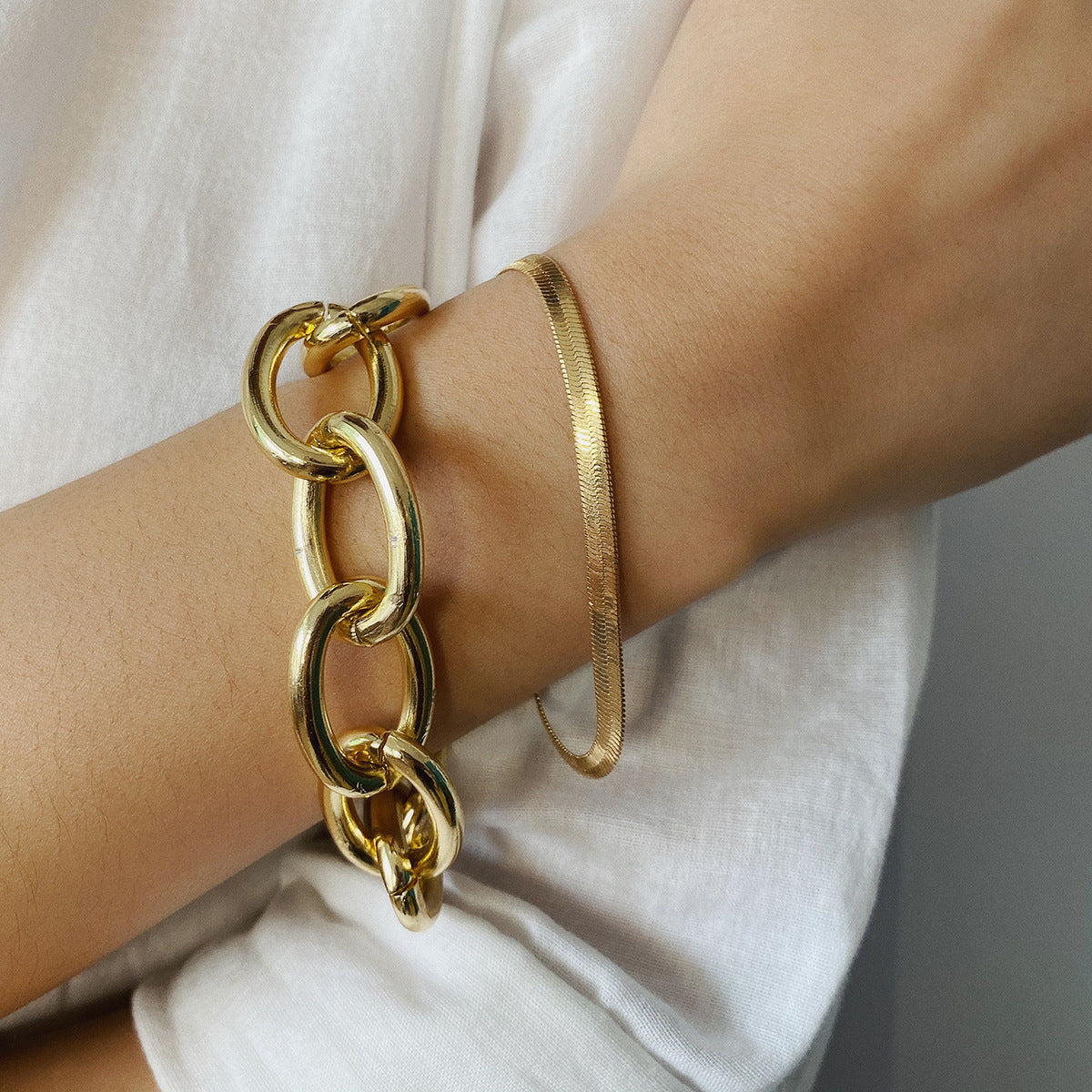 Geometric Punk Metal Bracelet Bangle Golden Fashion Jewelry Accessory Vintage Design Gift for Women Statement Piece