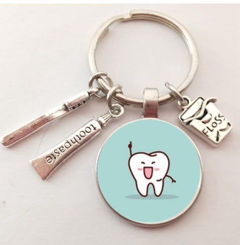 Creative Tooth Pendant Keychain Electroplate Alloy Keychain Personality Charm Keychain For Keys Color As Shown