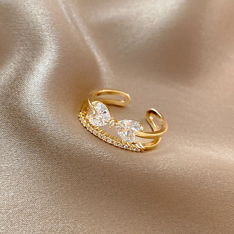 Womens Adjustable Zircon Bow Ring With Elegant Platinum Copper Inlaid Gem Fashion Jewelry For Her Everyday Gem