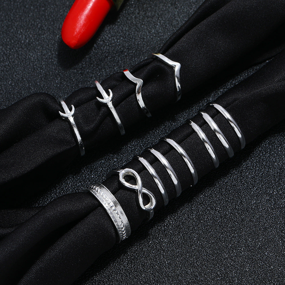 Silver Rings Set Alloy Metal Finger Rings Fashionable Versatile Accessories For Women And Girls Everyday Wear