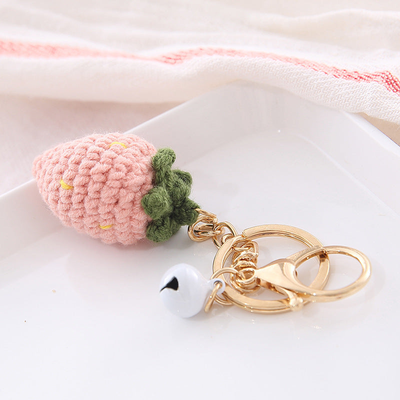 Fruit Keychain Cute Creative Key Chain With Plastic Design Fun Accessory For Keys Bags Peach Pendant Wool Ball