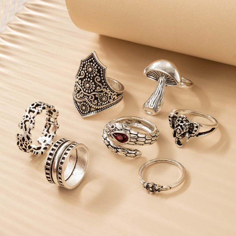 Geometric Alloy Rings For Women Electroplated Silver White Skull Ring Creative Jewelry Fashion Everyday Sparkle