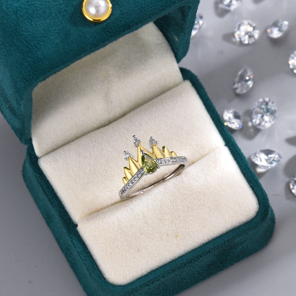 Gold Plated Crown Ring For Women Adjustable Copper Band Temperament Jewelry Durable Everyday Wear Hand Crafted