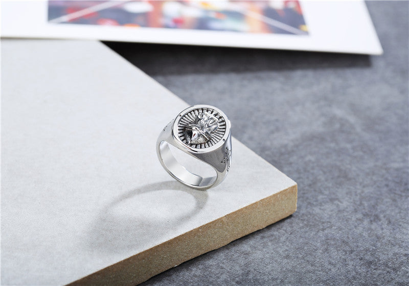 Titanium Steel Cross Heart Ring For Men And Women Retro Design Fashion Jewelry Durable Wedding Band Engagement