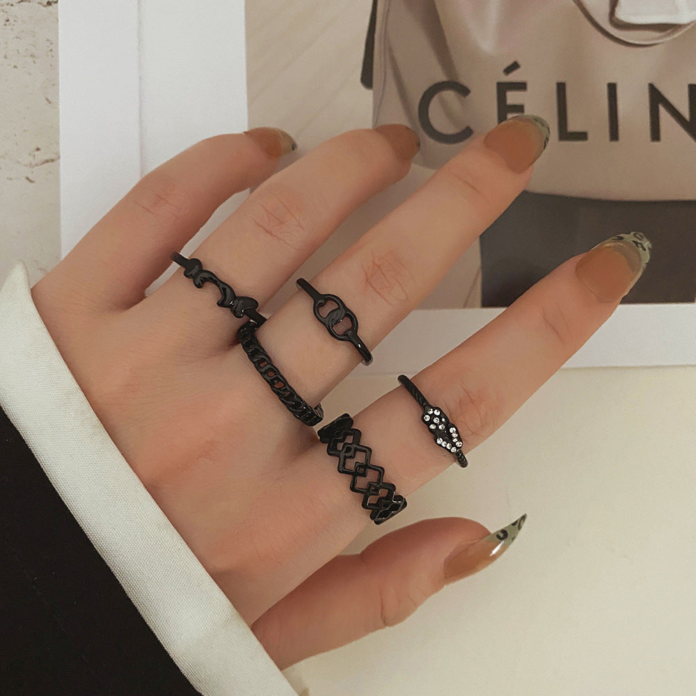 Womens Vintage Rings Set Geometric Snake Cross Jewelry