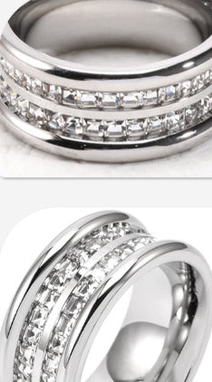 Titanium Steel Ring Silver Color Fashion Retro Design With Geometric Pattern For Men And Women Size 6 7 8 9 10