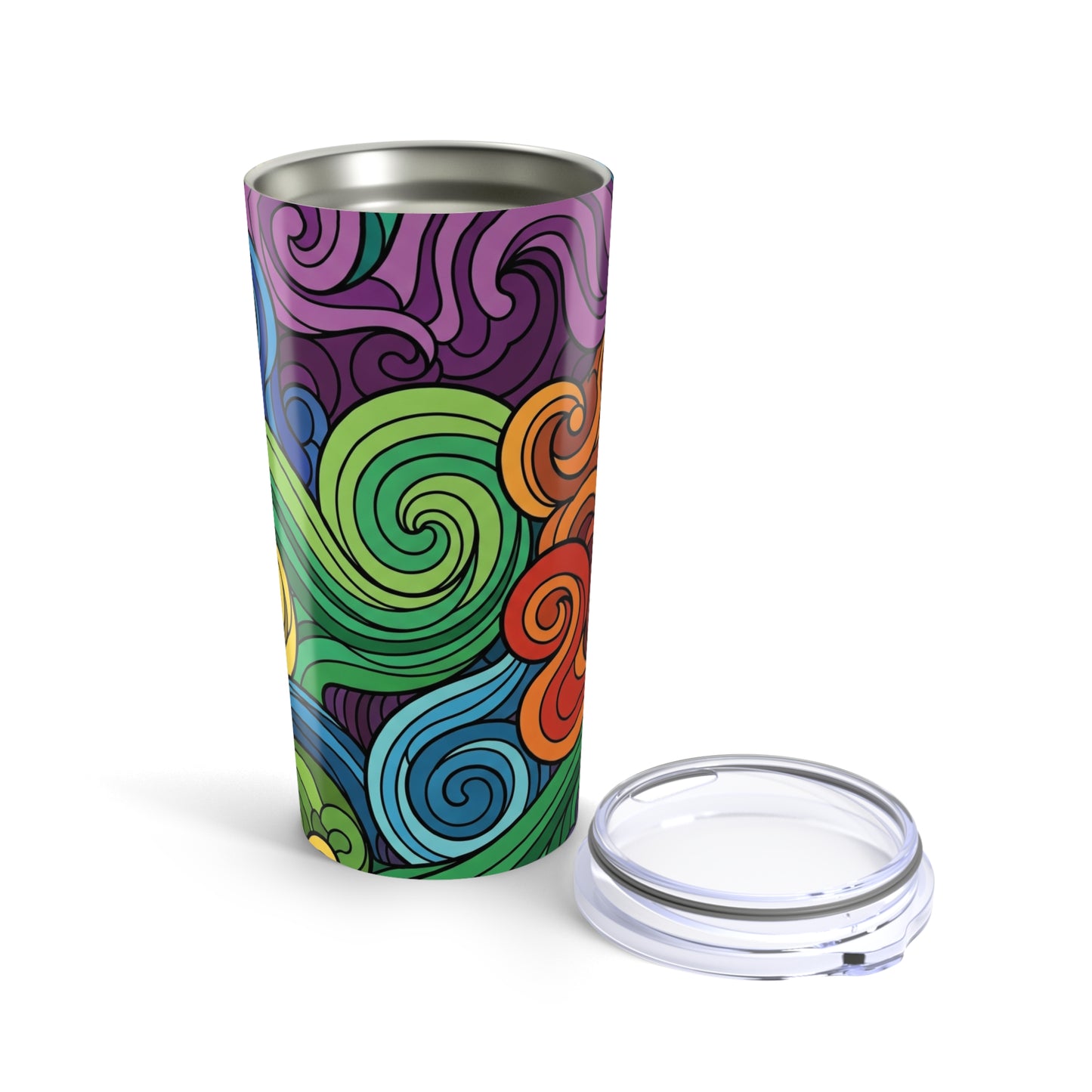 20 Oz Stainless Steel Travel Mug Double Wall Vacuum Insulated Leak Proof For Hot And Cold Drinks Printed Design