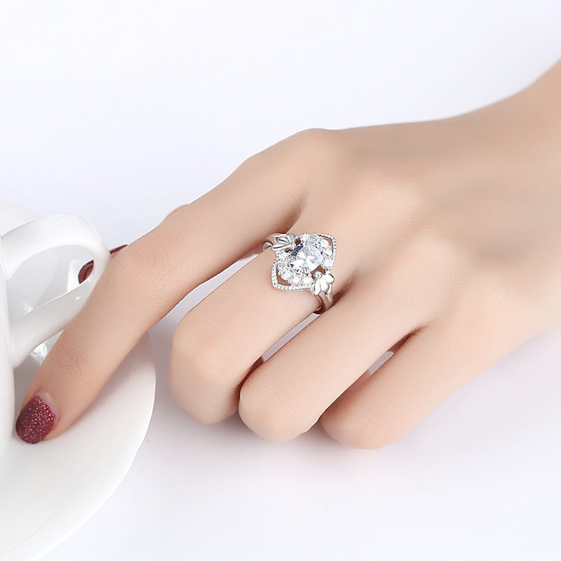 Womens Fashion Ring Exaggerated Opening Plated Platinum Statement Jewelry High Quality Durable Elegant Minimal
