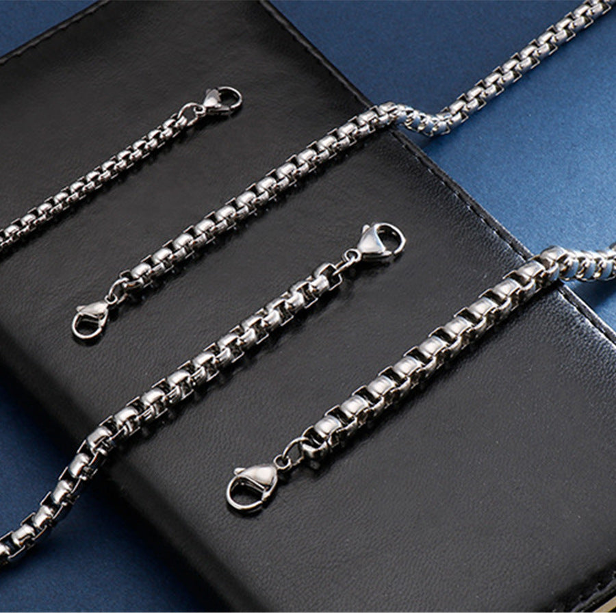 Mens Vintage Bracelet Antique Look U Shaped Geometric Chain With Circle Elements Retro Distressed Metal Finish