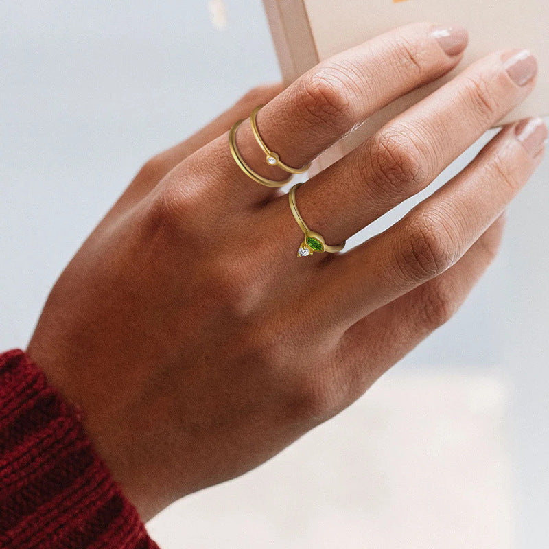 Gold Plated Sterling Silver Diamond Ring Japanese Style