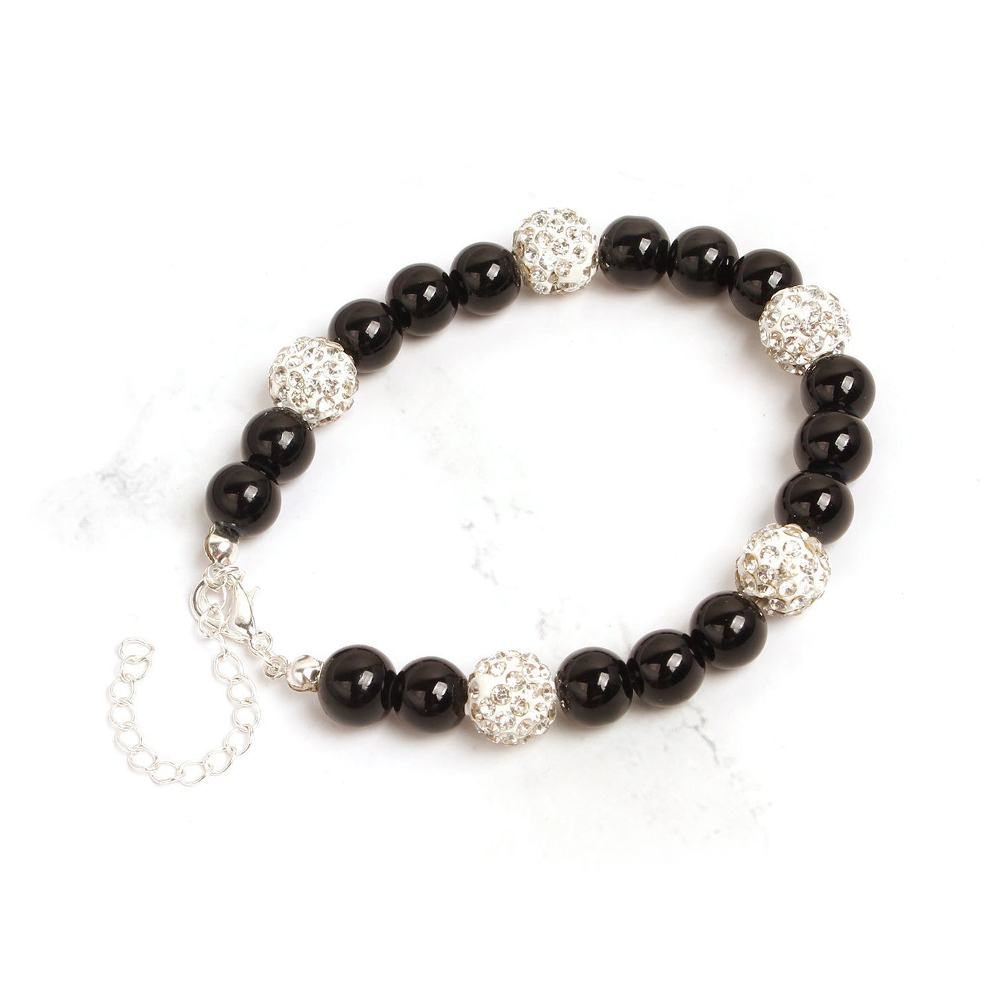 Womens Glass Pearl Pendant Bracelet Electroplated Alloy