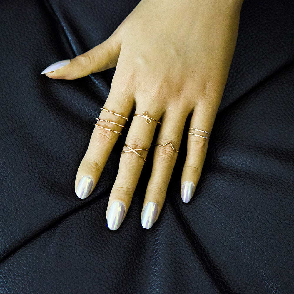 Alloy Metal Ring Set Simple Finger Rings Women Girls Fashion Jewelry Rings Unique Design Rings Stackable Rings