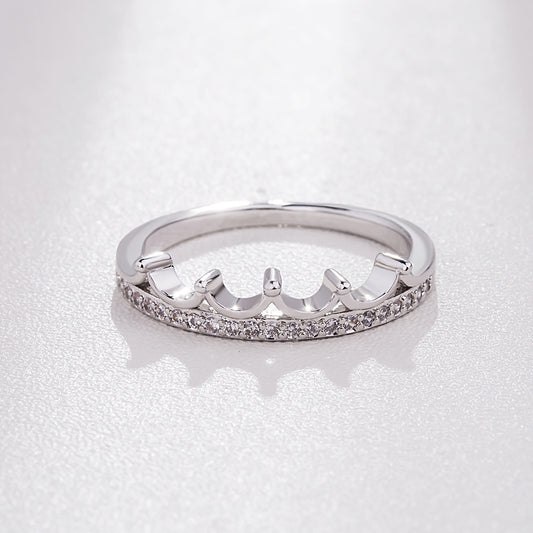 Womens Crowned Ring With Sparkling Diamond Inlay Adjustable Bands Electroplated Copper Meteorite Design Fashion