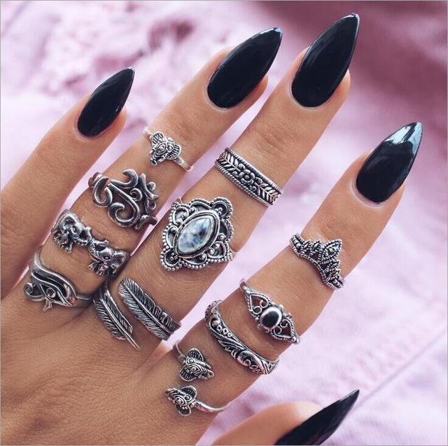 Womens Knuckle Ring Set Stackable Bohemian Vintage Style Rings Gift for Women Fashion Jewelry Stylish Boho Accessory