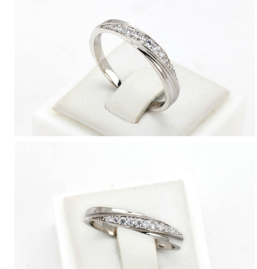 Womens Ring Korean Fashion Single Diamond Ring Micro Paved Zircon Rose Gold Plated Copper Ring Elegant Jewelry