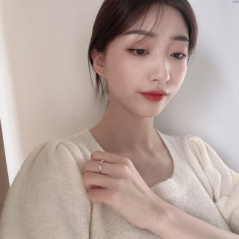 Women 925 Sterling Silver Ring Diamond Angel Wing Korean Drop Style Individually Packed Holiday Gift Elegant Gift Box