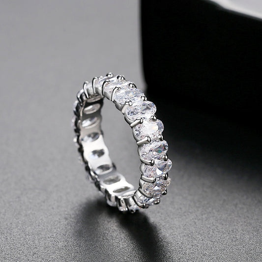 Egg Shaped Zircon Ring Geometric Copper Plated Electroplated Fashion Jewelry For Her Statement Gift Durable Quality