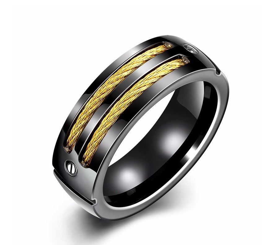 Titanium Steel Ring Unisex Geometry Electroplated Europe America Style US Codes 7 8 9 10 For Daily Wear And Gift Ready