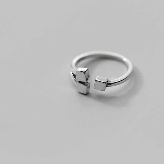 Silver Ring For Women And Girls Simple Square Design Korean Fashion Jewelry Geometric Minimalist Ring Gift Love