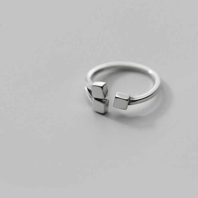 Silver Ring For Women And Girls Simple Square Design Korean Fashion Jewelry Geometric Minimalist Ring Gift Love