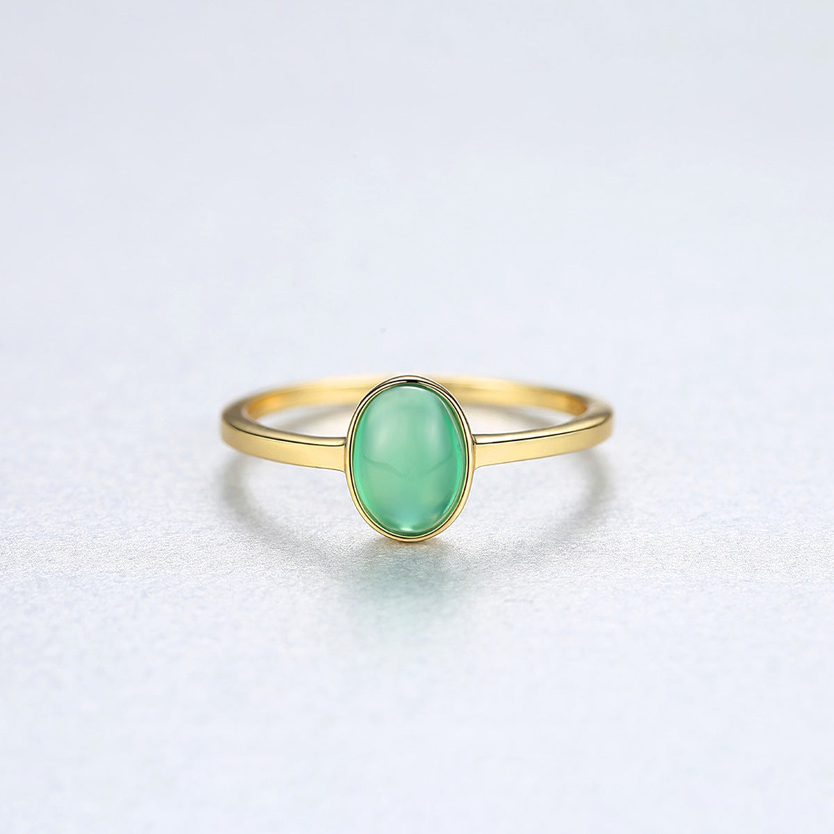 Sterling Silver Geometric Ring Inlaid Green Zircon Gemstone for Wedding Birthday or Business Gift for Weddings