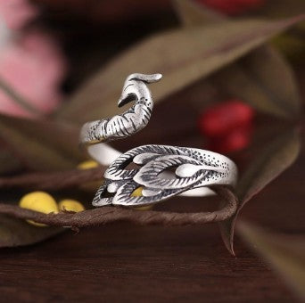 Sterling Silver Thai Peacock Ring With Intricate Filigree Feather Motif And Delicate Handcrafted Details Craft