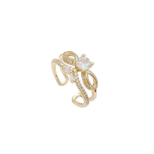 Bow Ring Adjustable Gold Plated Alloy Statement Jewelry For Women Elegant Unique Design Durable Quality Styles