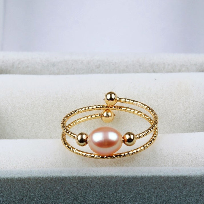 Freshwater Pearl Rings VintageEdition Fashion Ornament Womens Retro Design Elegant Durable Jewellery Accessory