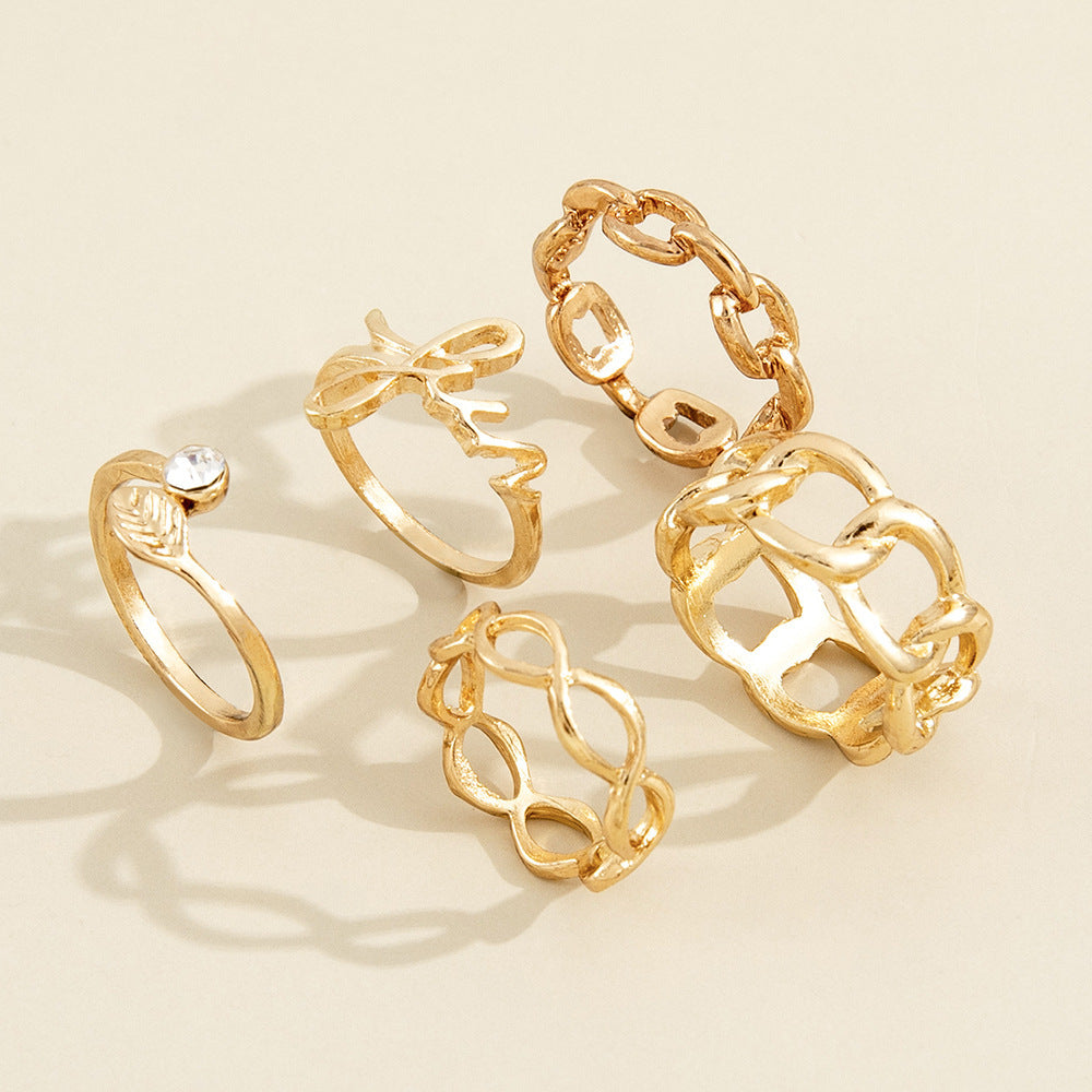 Gold Plated Letter Ring For Women European And American Style Metal Jewelry Gift For Her Elegant Design And Gift Idea