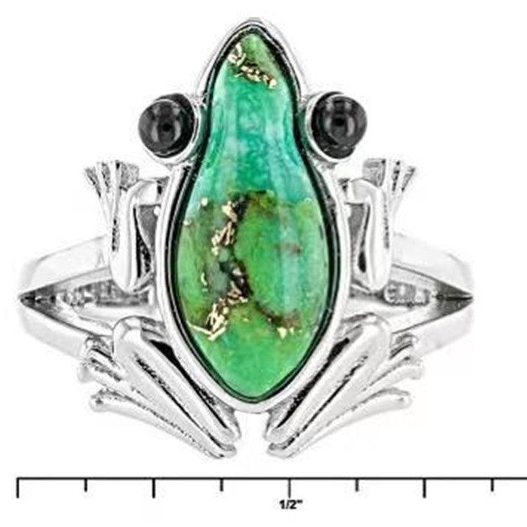 Turquoise Frog Animal Ring Cute Creative Jewelry For Women Zinc Alloy Fashion Ring Statement Piece For Daywear