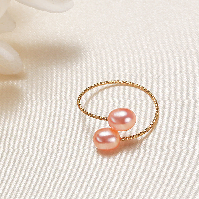 Womens Personalized Pearl Ring With Freshwater Pearls Rice Droplet Circle White Pink Purple Copper Alloy Pearl