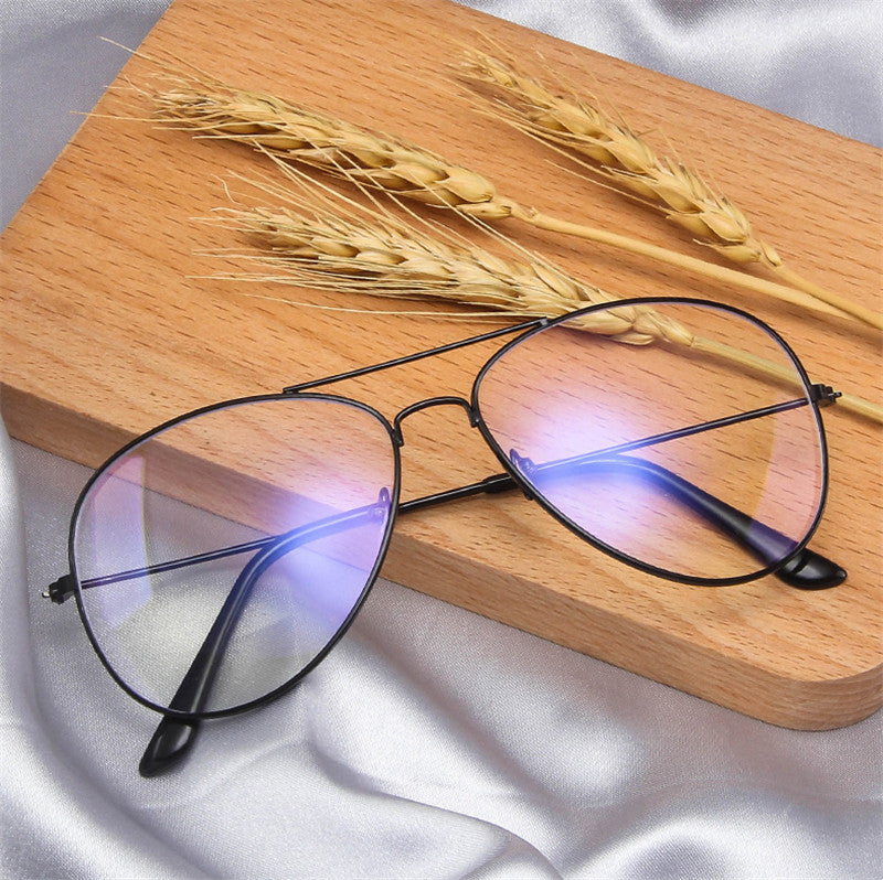 Metal Frame Anti Blue Light Glasses Flat Mirror HD Optical Eyewear Enhanced Vision Blue Light Blocking Glasses