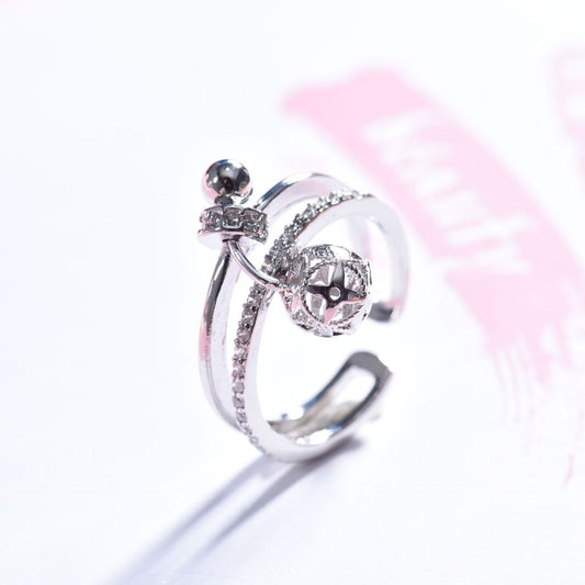 Womens Silver Diamond Bow Ring Korean Inspired Electroplated Dainty Jewelry 925Silver Gift For Travel Souvenir