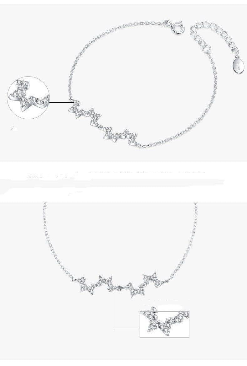 Women Star Bracelet Electroplated Copper Jewelry Elegant Trendy Fashion Accessory Gift Korean Star Charm Style