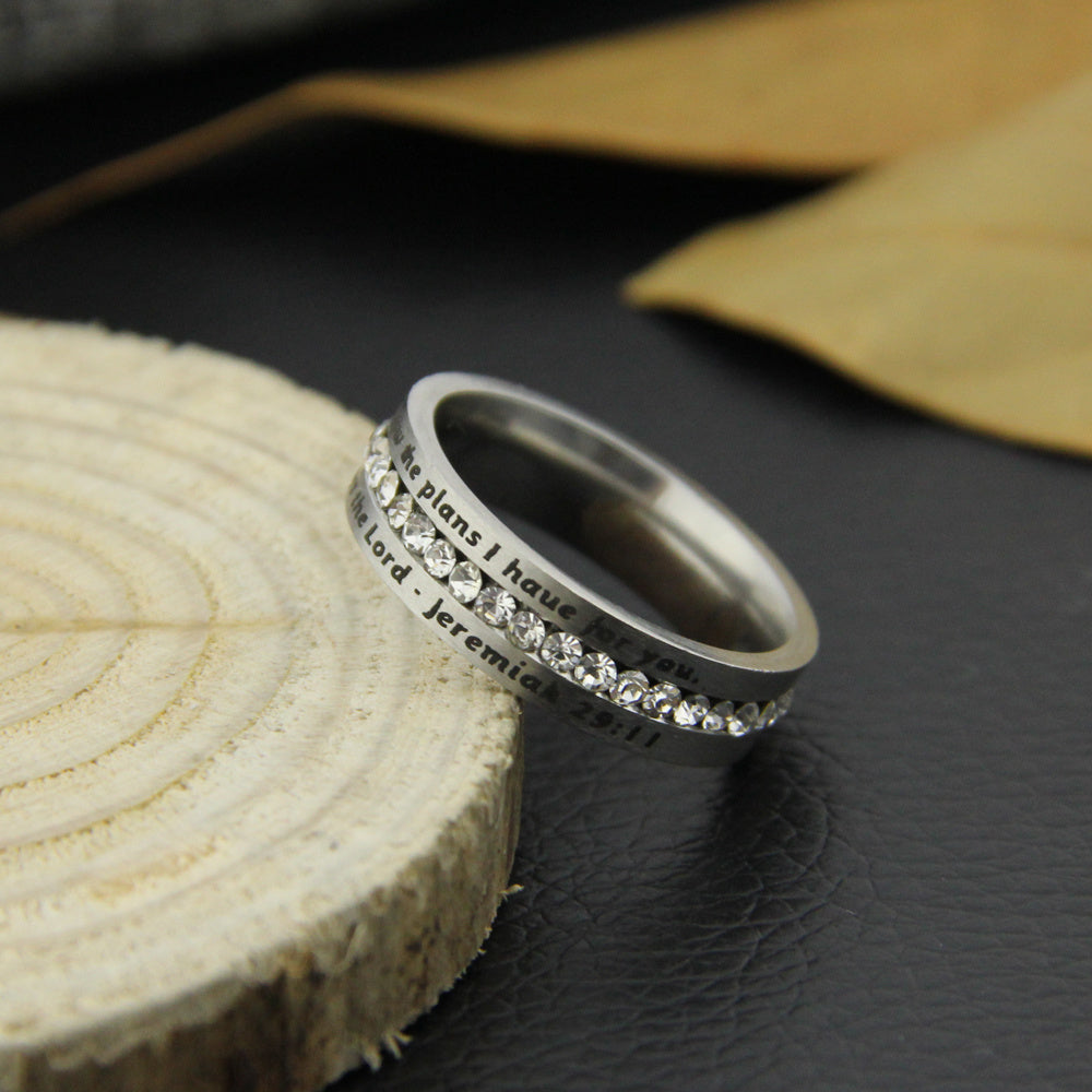 Stainless Steel Ring Inscribed I Know The Plans For You