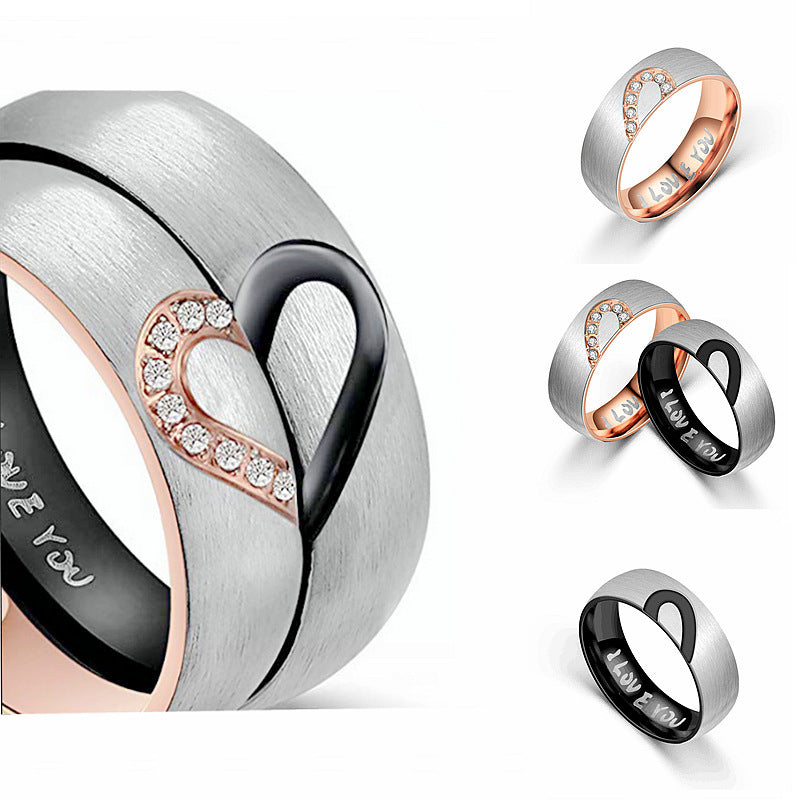 Couple Rings Titanium Steel Frosted Bands 6mm Width 2mm Thickness Carved Electroplated Lightweight Love Rings