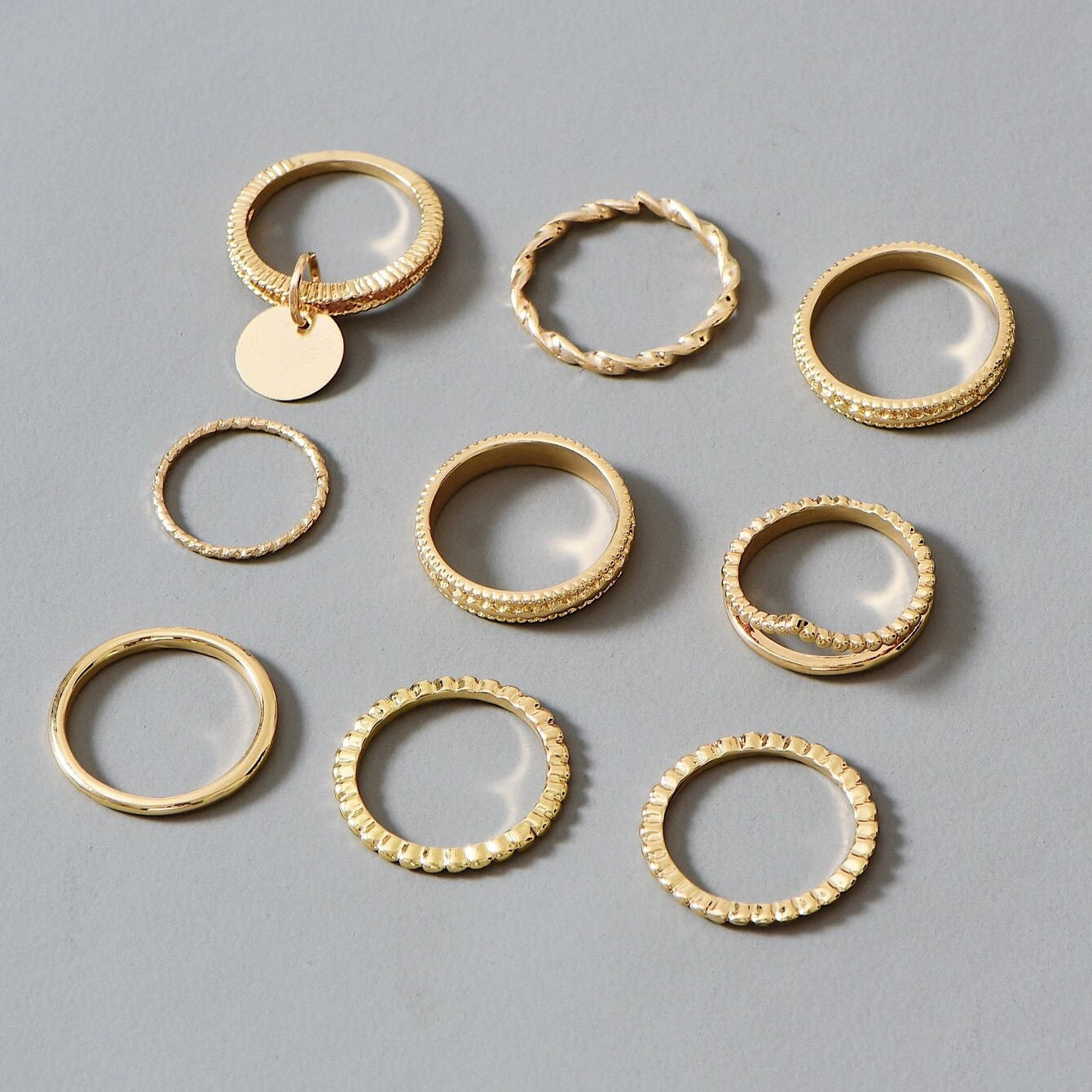 Womens Golden Rings Set Trendy Alloy With Love Cactus Pineapple And Geometric Designs Fashion Jewelry Ring Set