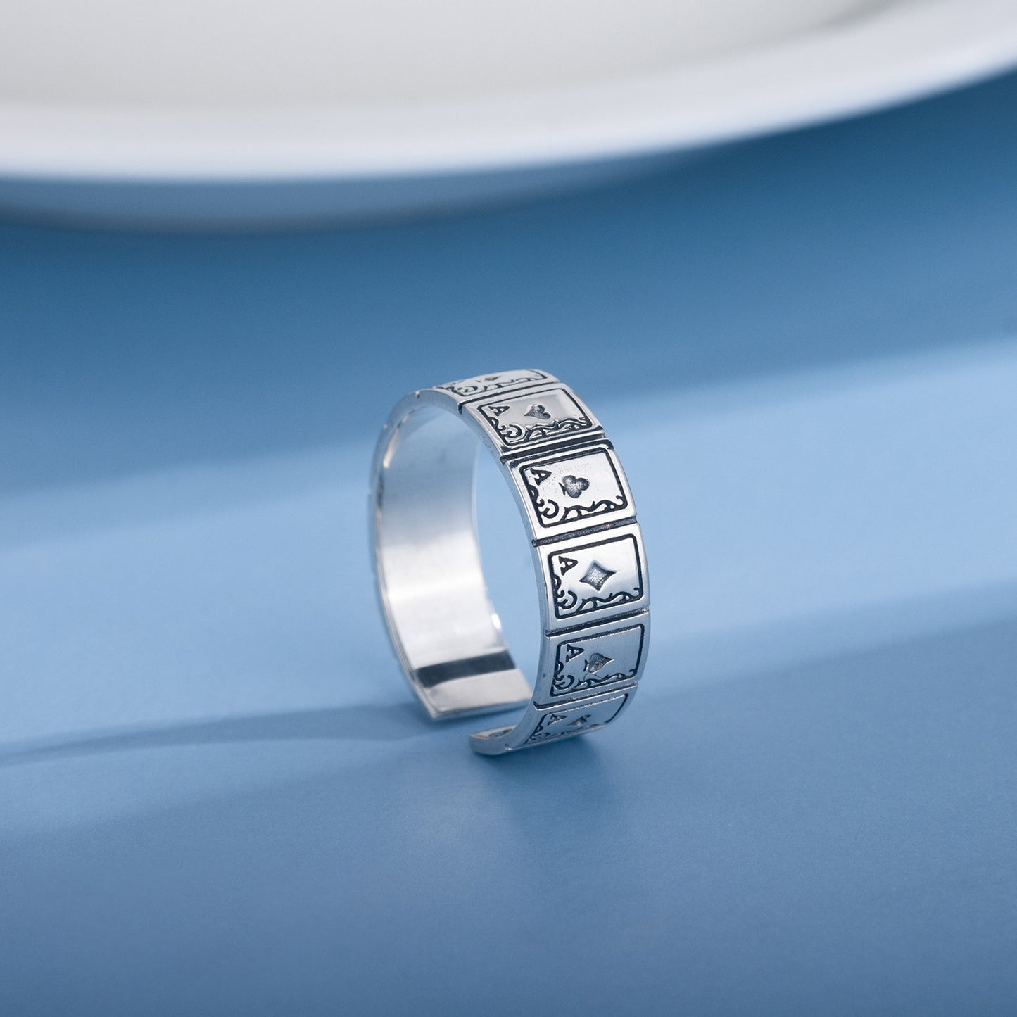 Unisex Adjustable Ace Playing Card Ring Retro Alloy National Style Old World Design Fashion Accessory Fashion Piece