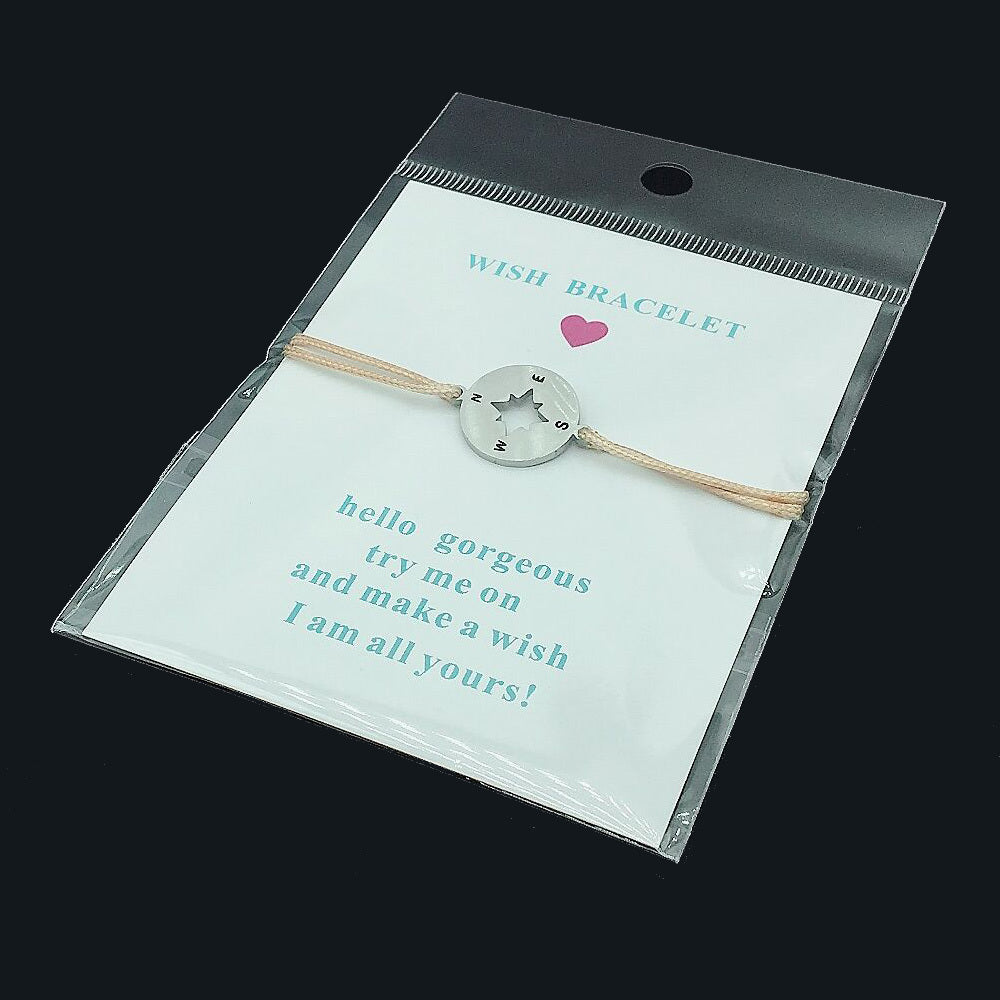 Womens Stainless Steel Compass Charm Bracelet Polished Wish Bracelet 18mm Length Durable Fashion Jewelry Accessory