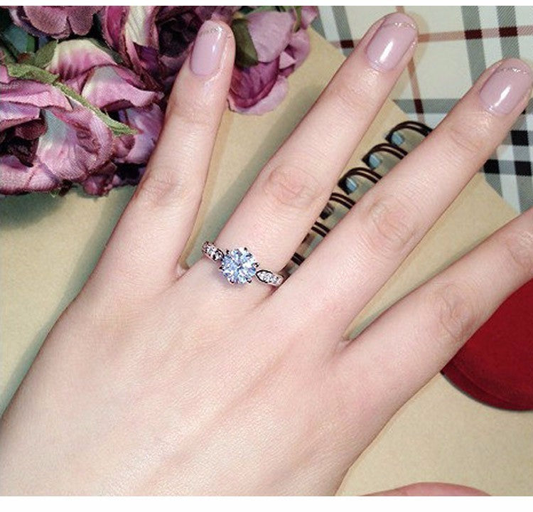 Six Claw Diamond Ring Gold or Silver Color Prong Setting With Sizes 5 6 7 8 9 10 For Elegant Everyday Wear Shine