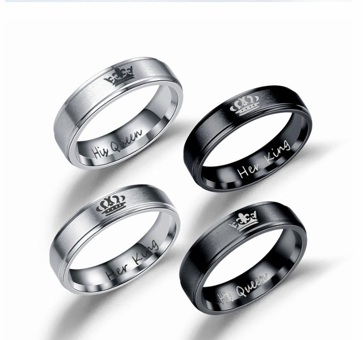 Couple Rings Stainless Steel 6mm Matching Band Ring Polished Finish Vacuum Plated Long Lasting Great Gift Perfect Pair