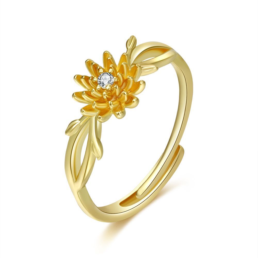 Womens Adjustable Copper Ring Birth Month Flower Design January February March April May June July August Glow