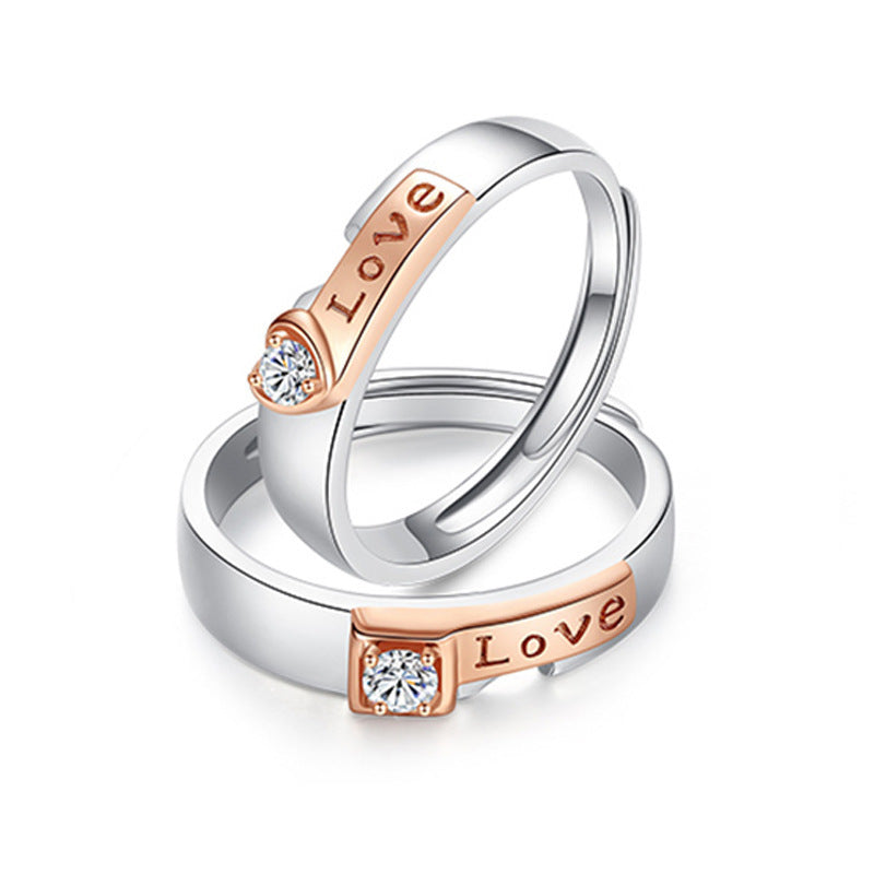 Couple Rings With Heart Shaped Design And English Letters Matching Rings For Men And Women Love Rings Gift Ideas
