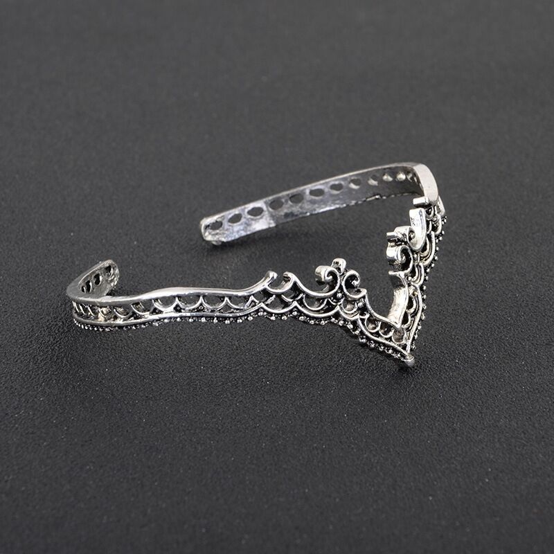 Women Alloy Lace Cuff Bracelet Hollow Bangle Retro Opening