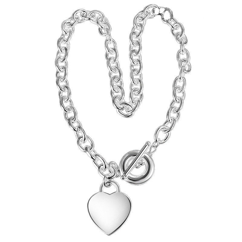 Womens Heart Pendant Necklace Fashion T Shaped Hollow Electroplated Alloy Jewelry Gift For Her European Style Elegant