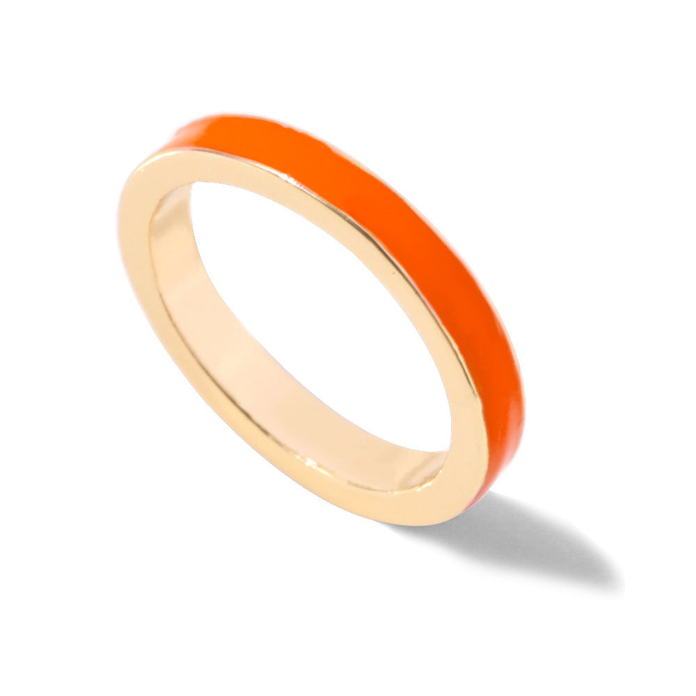 Womens Alloy Ring With Drip Oil Design Fashion Jewelry Simple Band Ring For Everyday Wear Non Inlay Size 7 8 Women